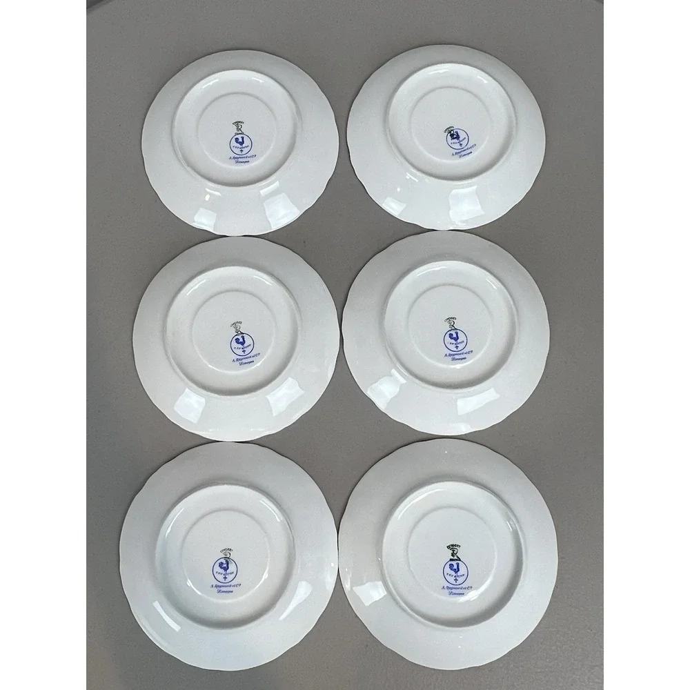Limoges France Raynaud Ceralene Hawthorn Embossed White Saucers Set of 6